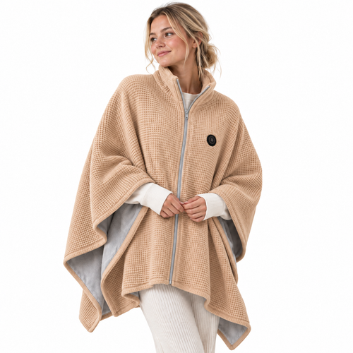 Toasty Blanki heated waffle-knit shawl
