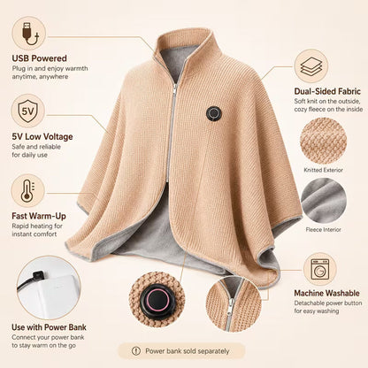 Toasty Blanki heated shawl worn at home